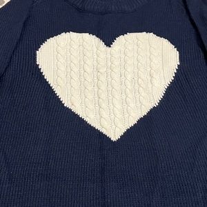 Sweater, Navy Blue with White Heart